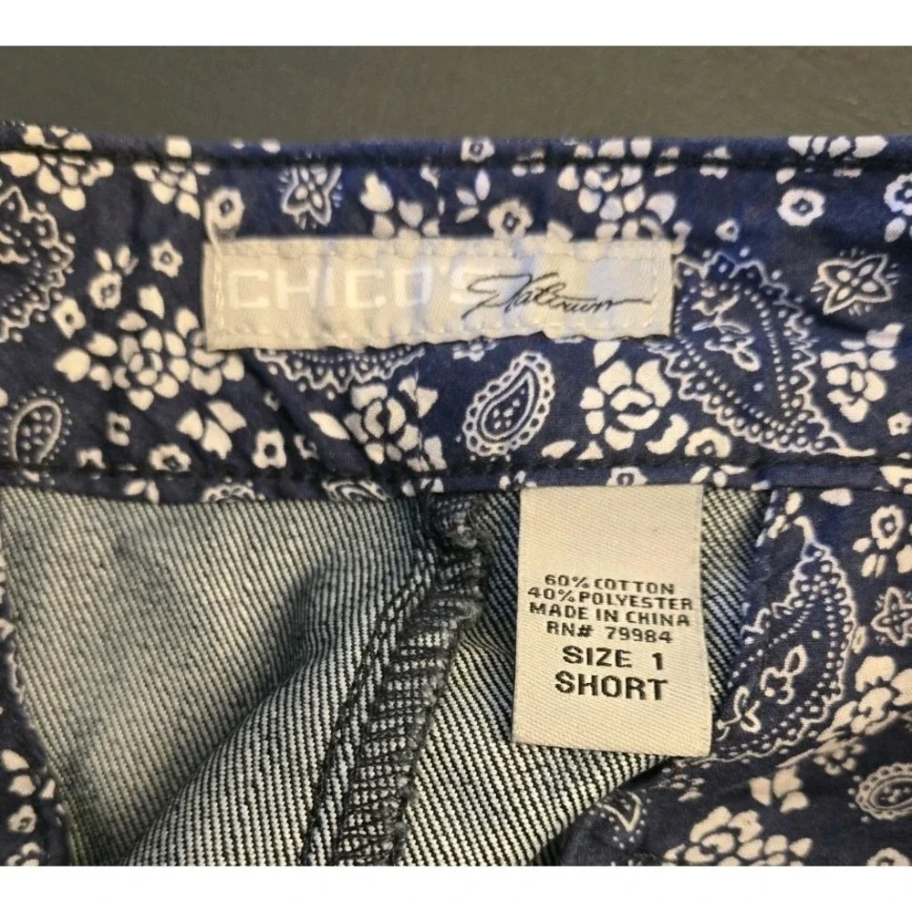 Chico's Platinum Women's Blue‎ Dress Pants Denim Straight Leg Flat Front Pockets